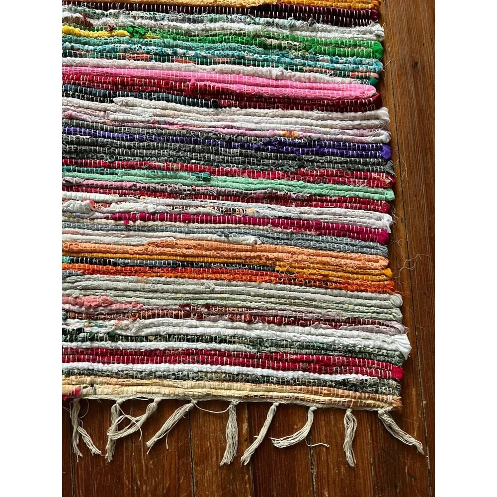 NWT Chindi Rag Rug 3'x5' Boho Farmhouse Rustic Area Accent Throw Rug Multicolor